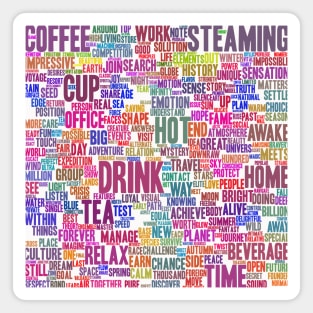 Coffee Tea Cup Pattern Text Word Cloud Magnet